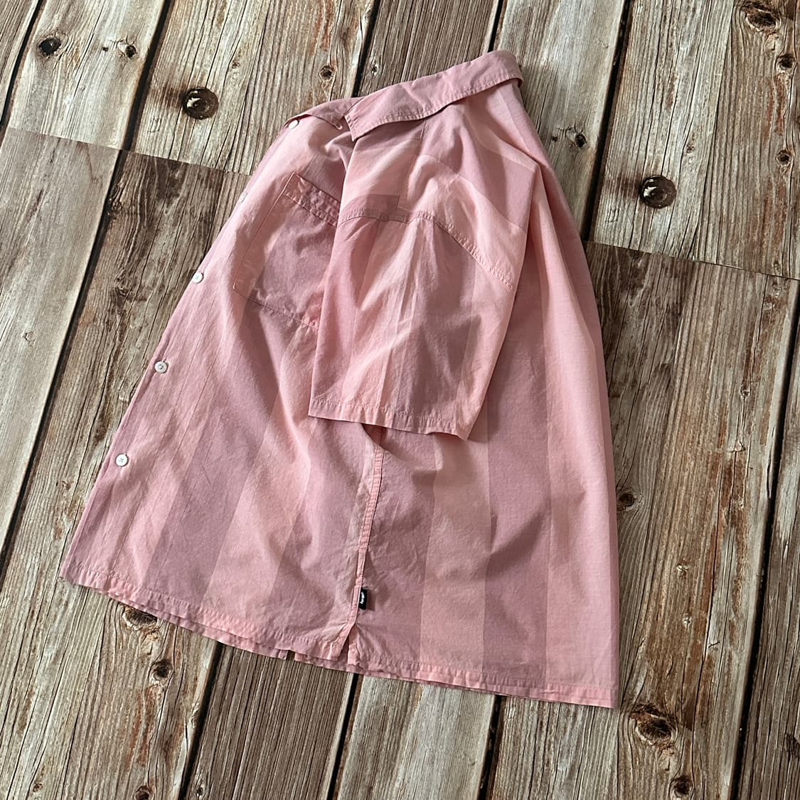 STUSSY 스투시 볼드 스트라이프 오픈 카라 셔츠 핑크 색상 XL사이즈 상품이미지3