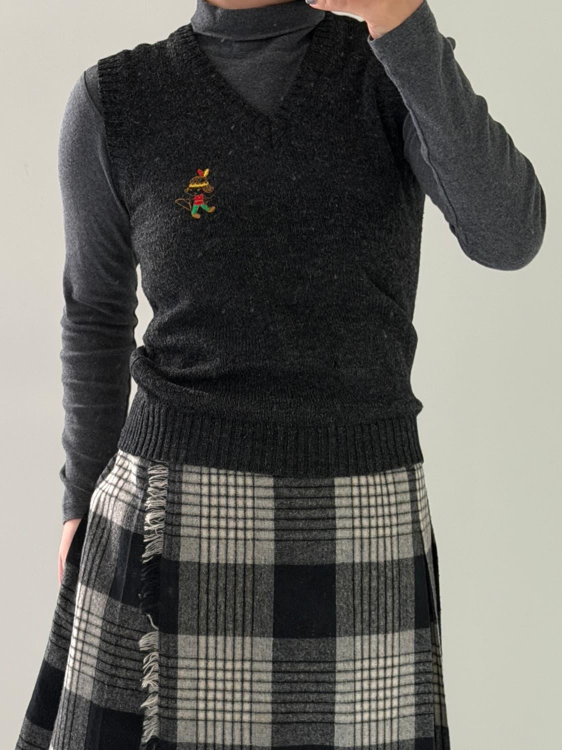 일본빈티지 차콜 터틀넥롱슬리브 상품이미지3