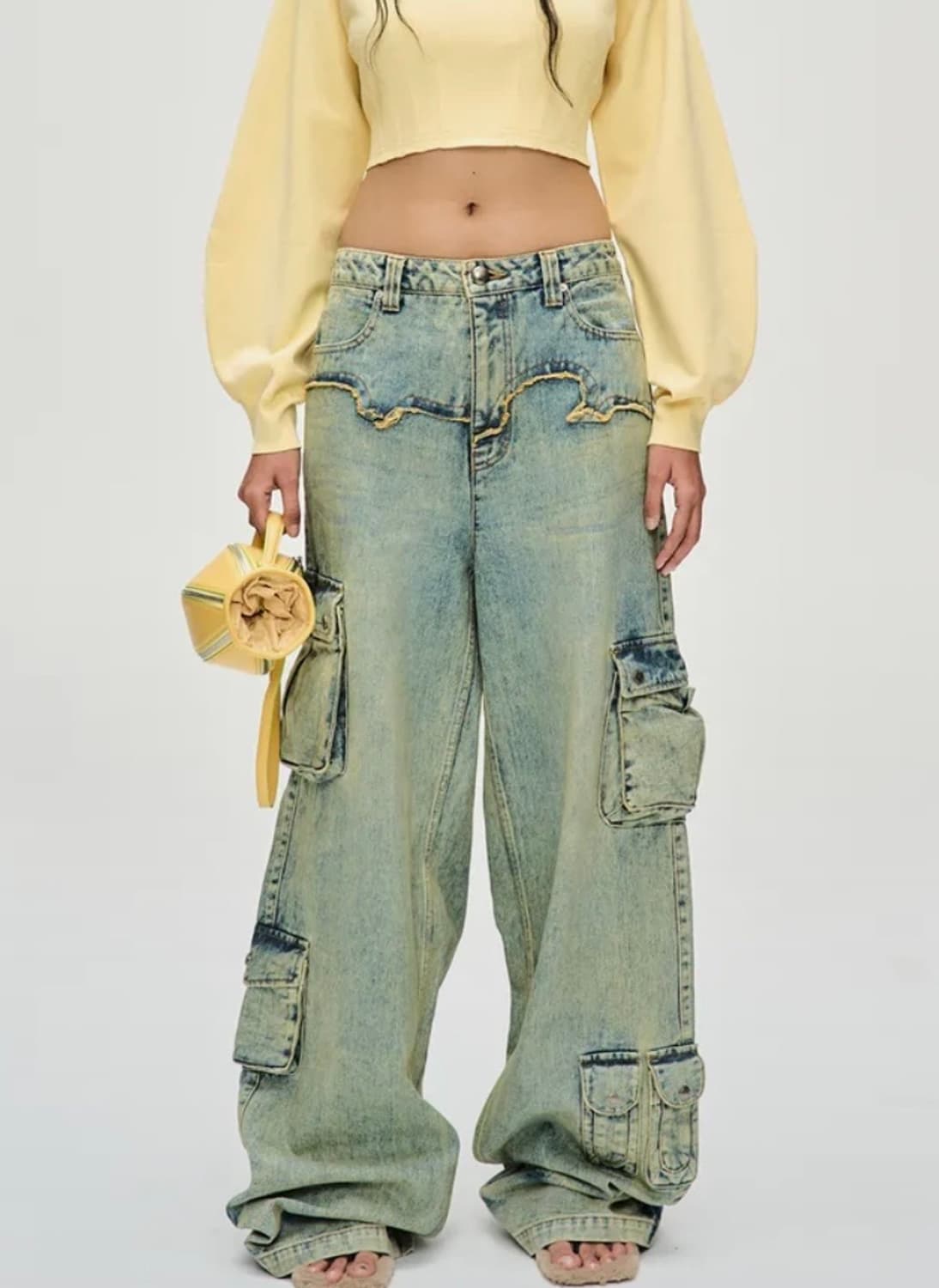 앤더슨벨 시미즈 데님 카고 진 COATED YELLOW 상품이미지6