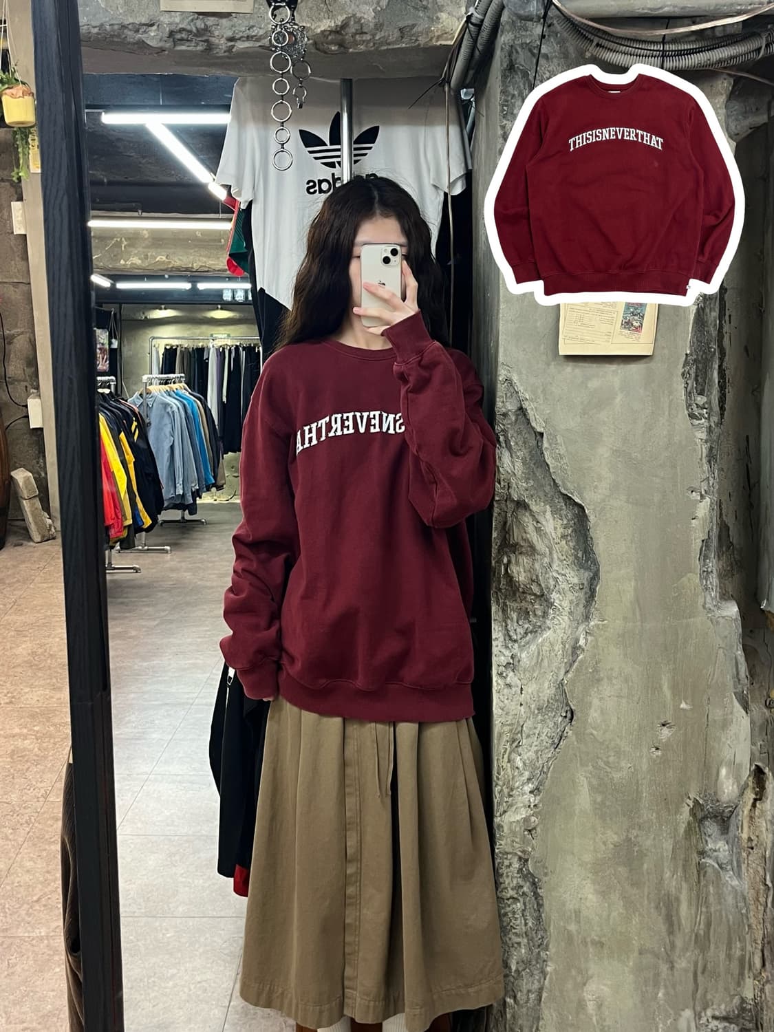 디스이즈네버뎃 레터링 맨투맨 버건디 L #csz2238 상품이미지1