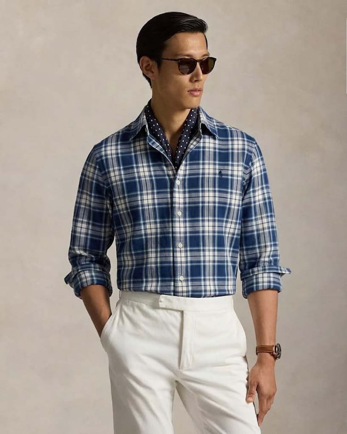 폴로 랄프로렌 인디고 옥스포드 플레이드 버튼다운 셔츠 상품이미지5