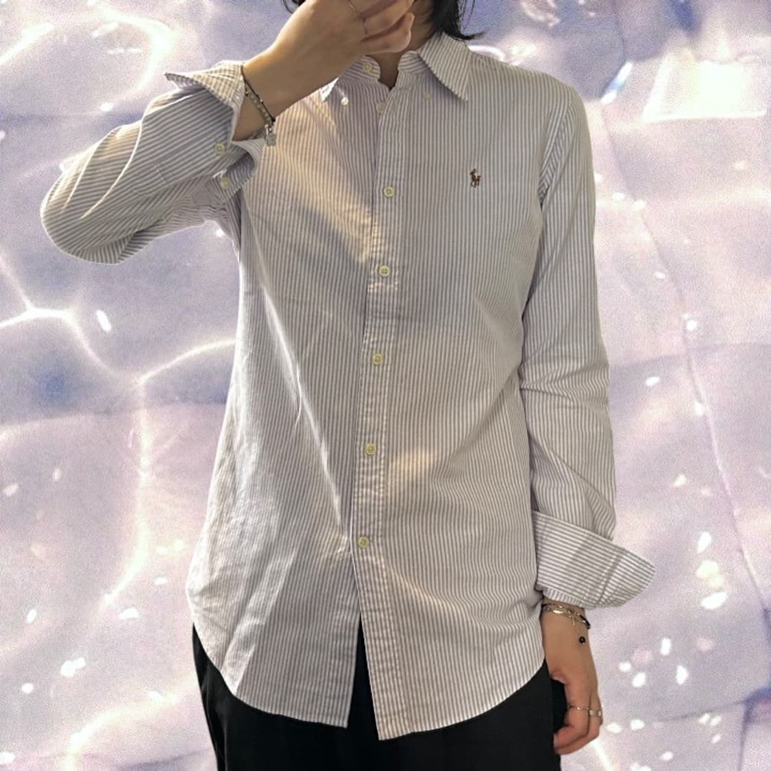 폴로 랄프로렌 신형 스트라이프 셔츠 연보라 S  상품이미지3