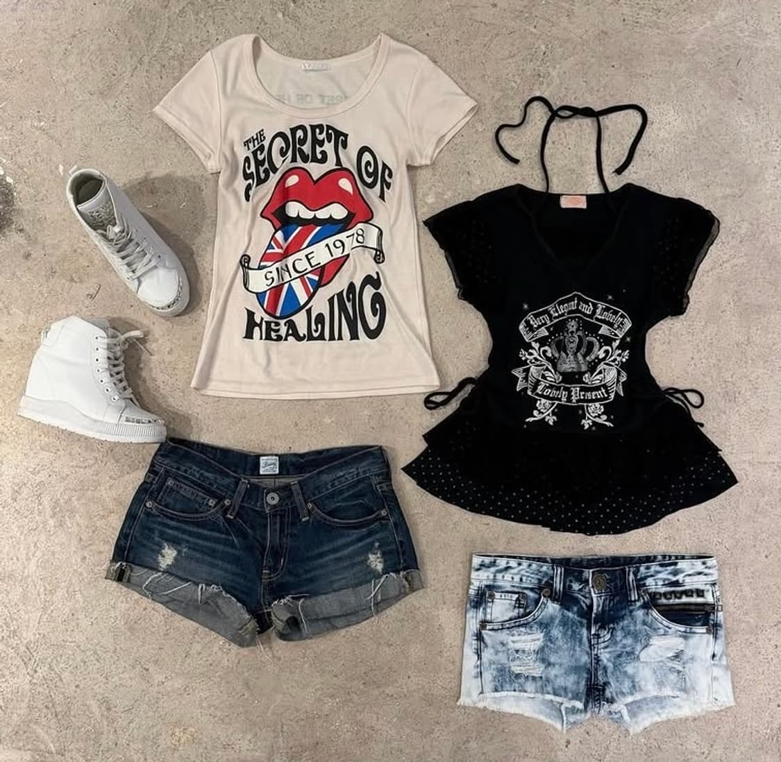 Gyaru punk UK lip printing tshirt 상품이미지3