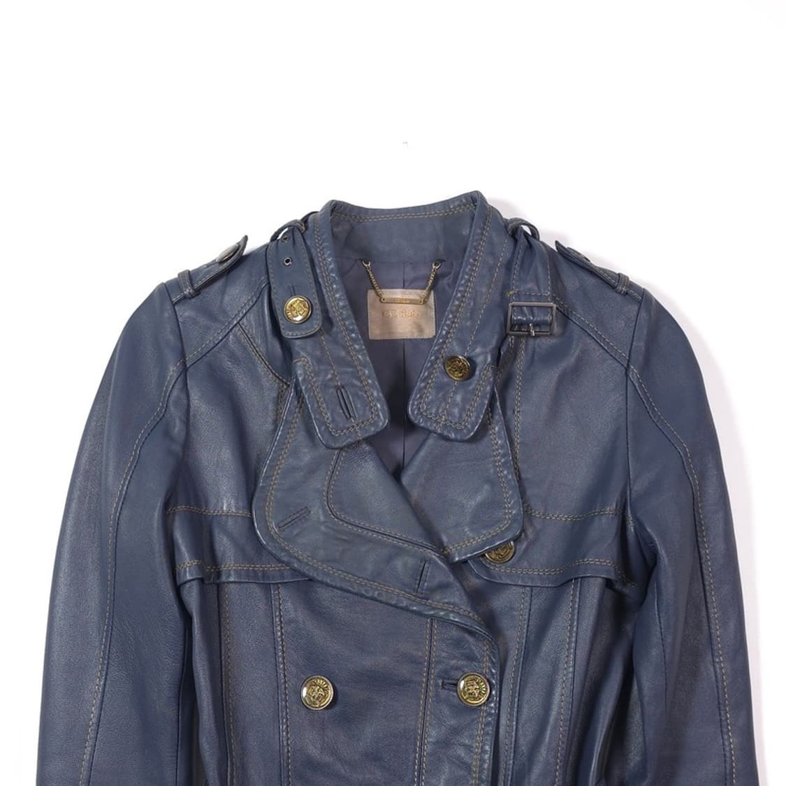 씨씨클럽 리얼 양가죽 금장 버튼 벨티드 트렌치 자켓 상품이미지3