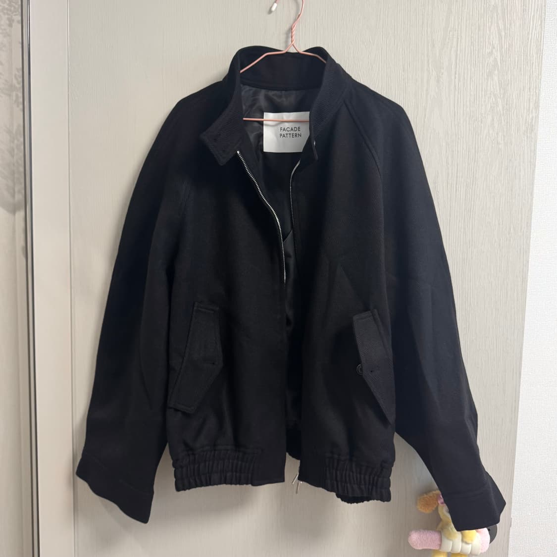 (s) 파사드패턴 울 블루종 자켓 블랙 상품이미지4