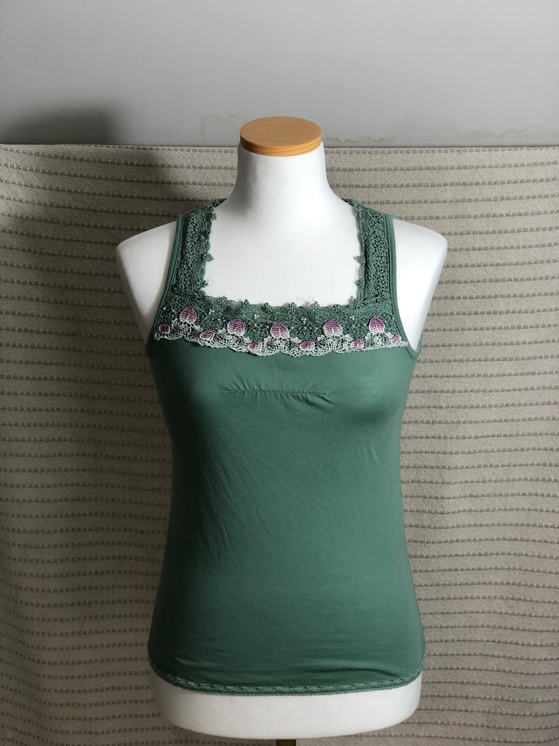 엑시즈팜 빈티지 그린 민소매 티셔츠 모리걸 레이어드 나시 상품이미지2