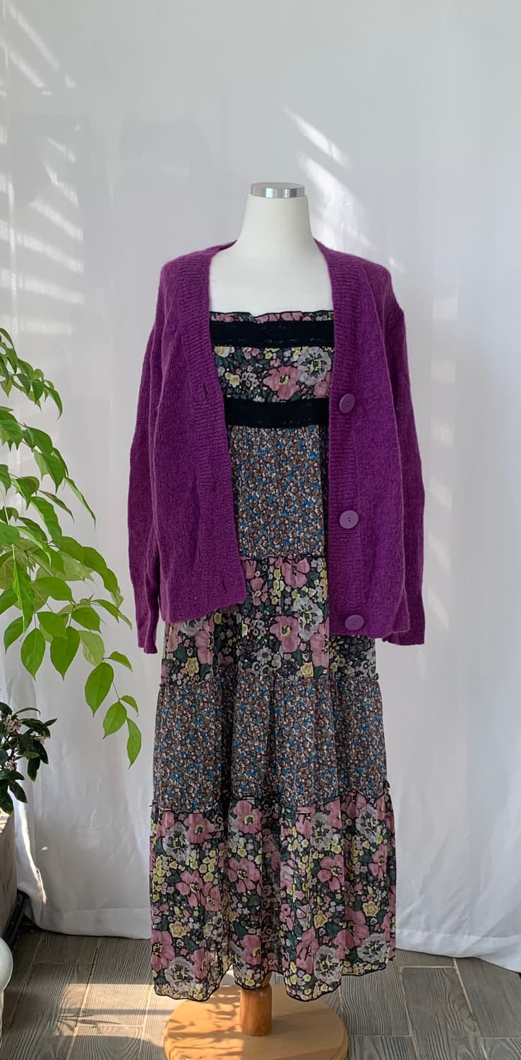 플라워 패치 롱 원피스 상품이미지1