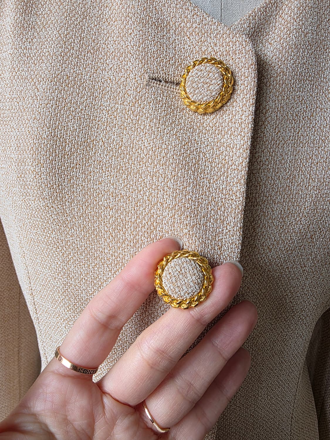 베이지 레이스 장식 롱 자켓 상품이미지3