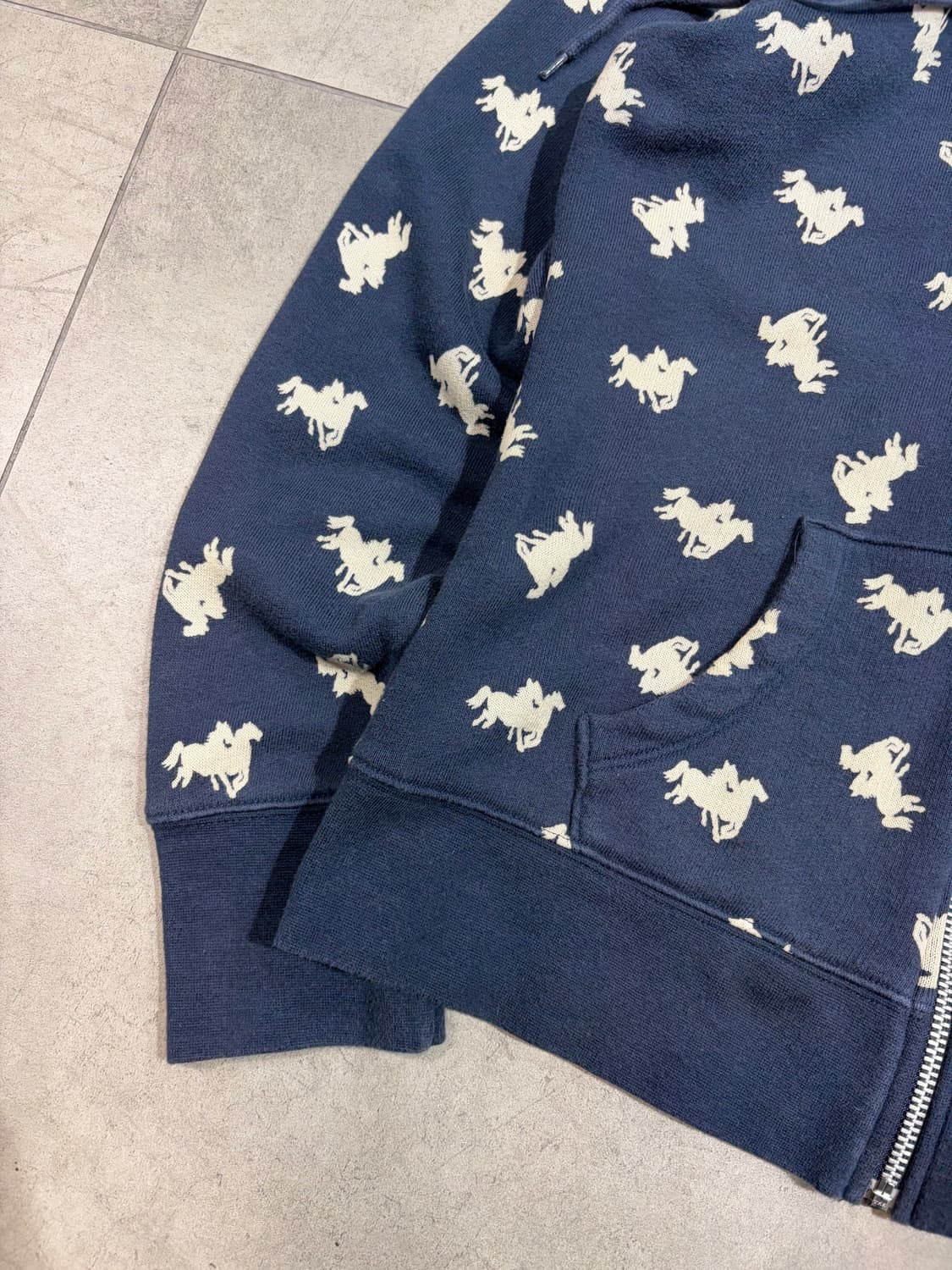 일본 빈티지 CABBAGES & ROSES 말 패턴 후드집업 상품이미지4