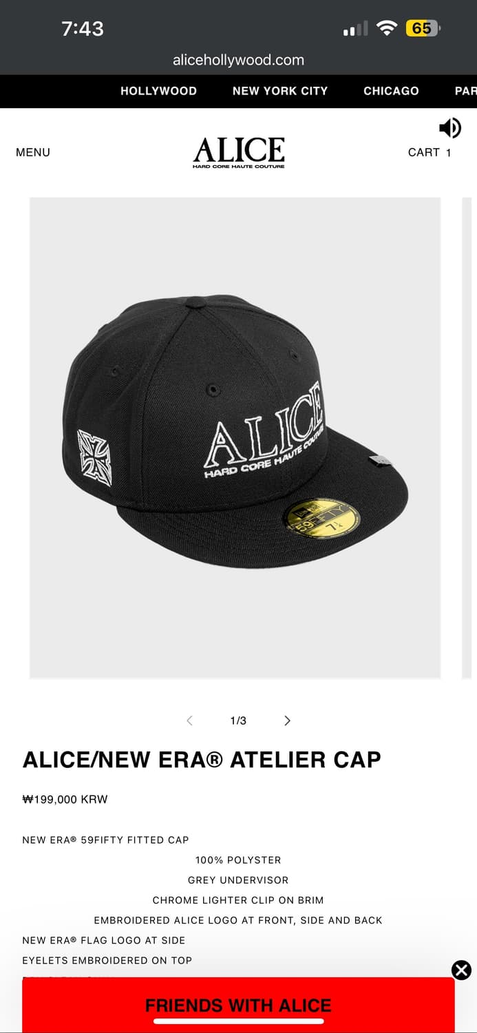 ALICEHOLLYWOOD NEWERA ATELIER CAP 7 5/8 상품이미지1