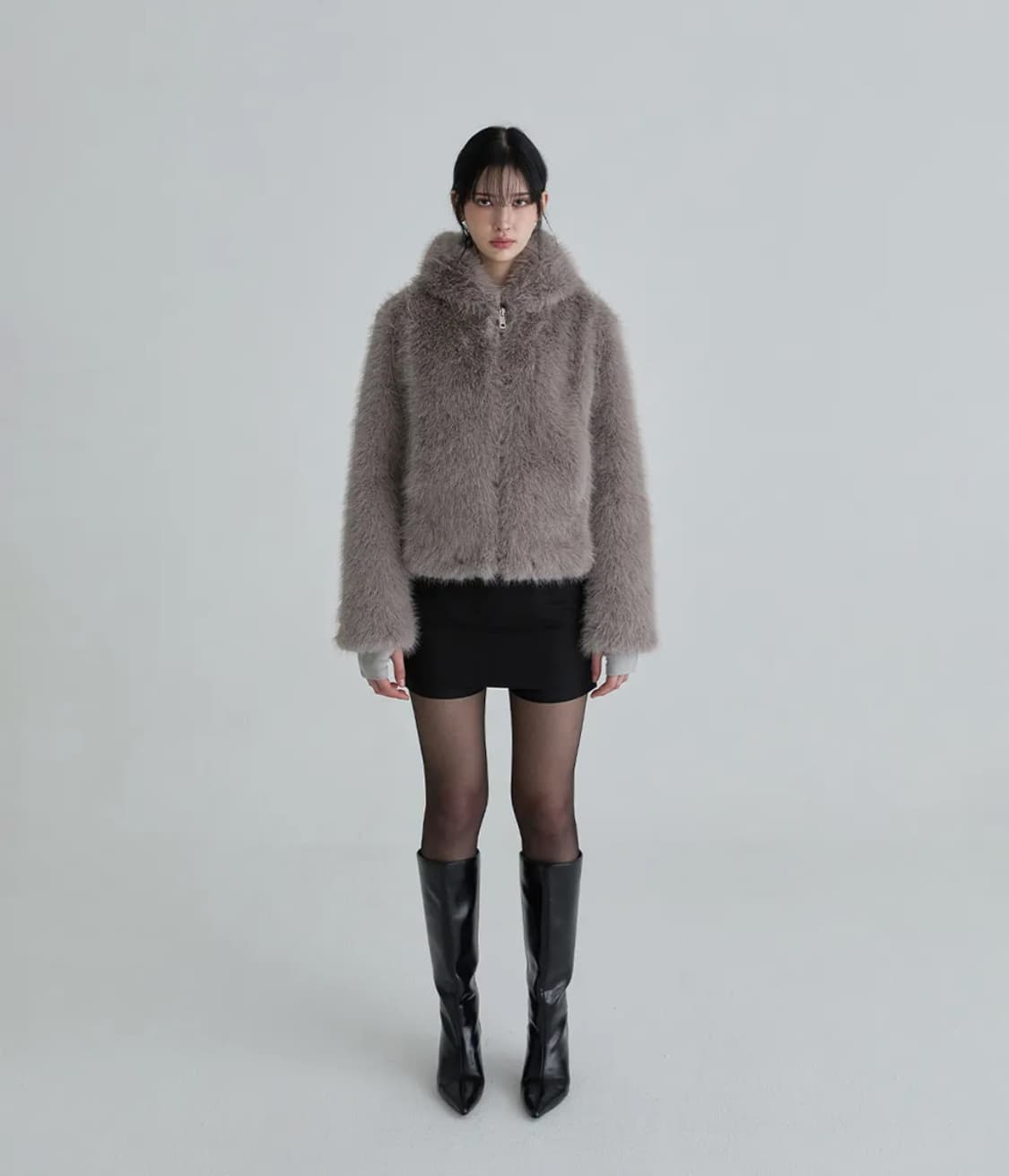 낫유어로즈 후디 퍼 자켓 점퍼 차콜 상품이미지2