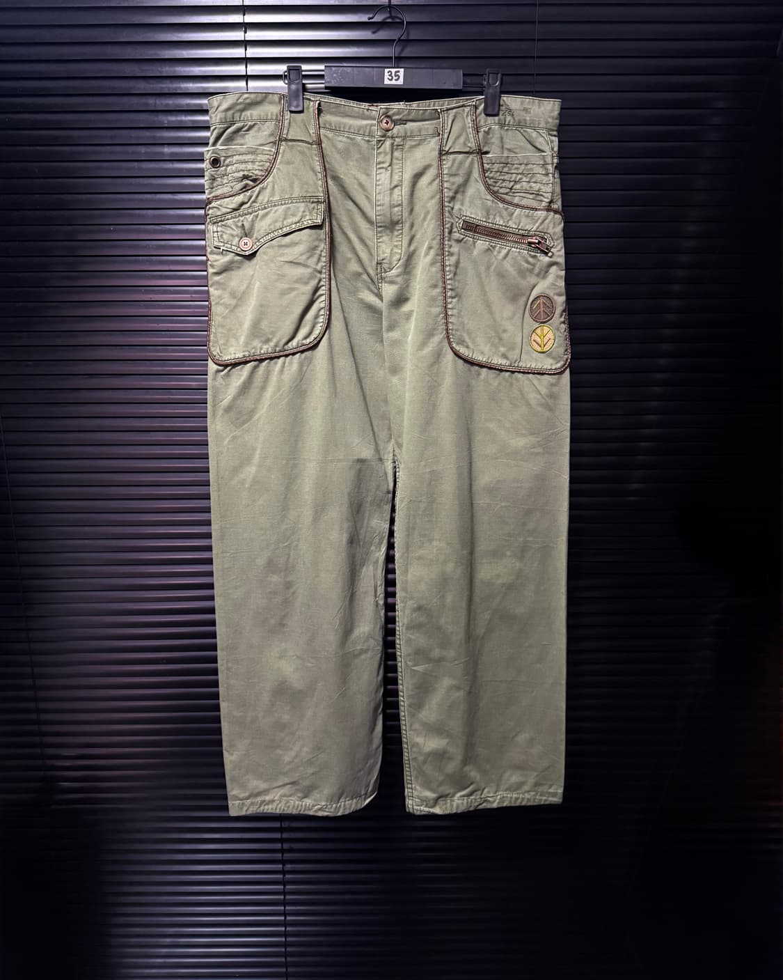 A.KURTZ 일본 밀리터리 워크 팬츠 멀티 포켓 카키 가죽 브라운 38 상품이미지3