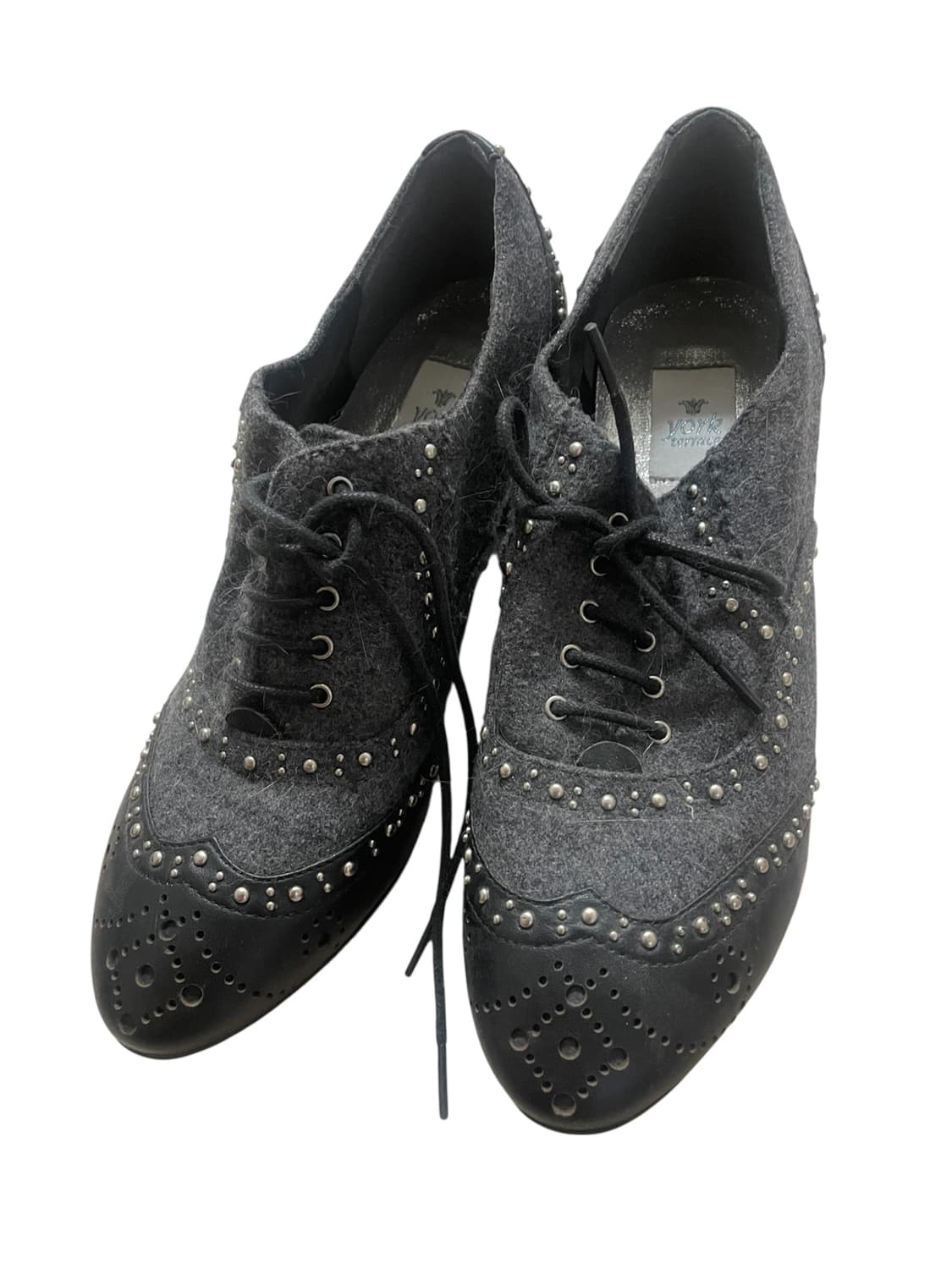 Vtg 스터드 아일렛 힐 230 그런지페어리히피핀터레스트 뮬 로퍼 구두 상품이미지1