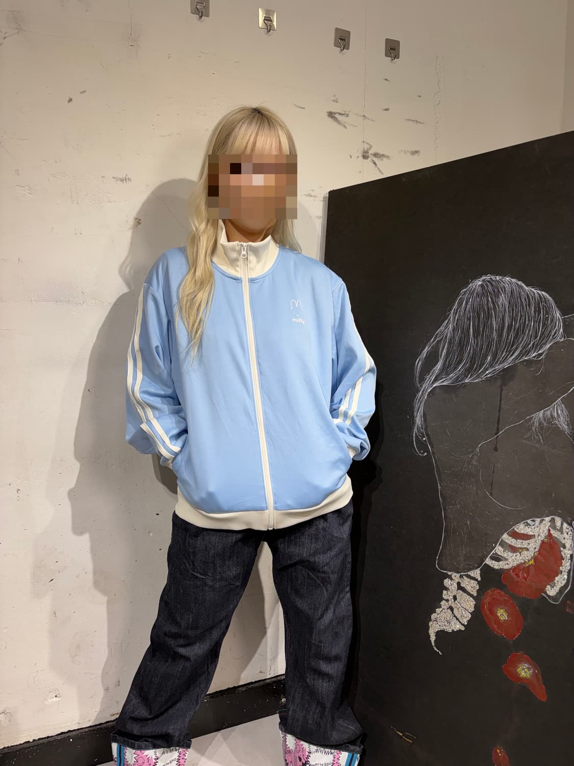 JPN 일본 빈티지 miffy 화이트 스카이 블루 소라색 져지 M 상품이미지4