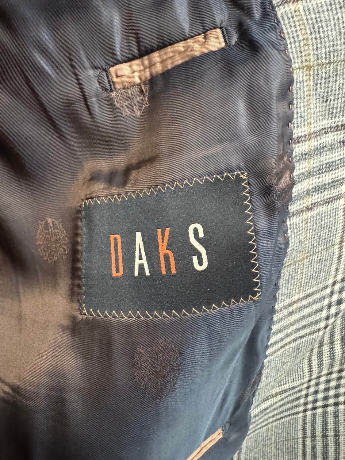 닥스 울/캐시미어 엘보패치 체크 블레이저 XL 상품이미지5