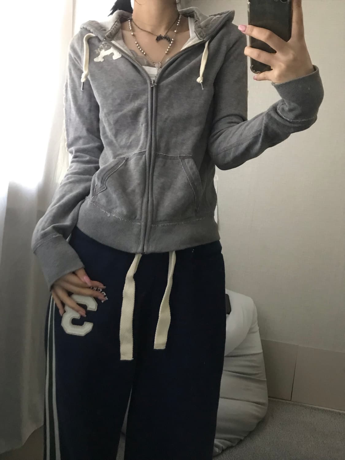 아베크롬비 그레이 슬림핏 후드집업 상품이미지1