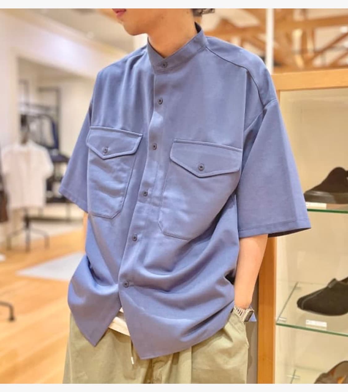 B:MING BY BEAMS - BAND COLLAR CPO SHIRT 상품이미지2