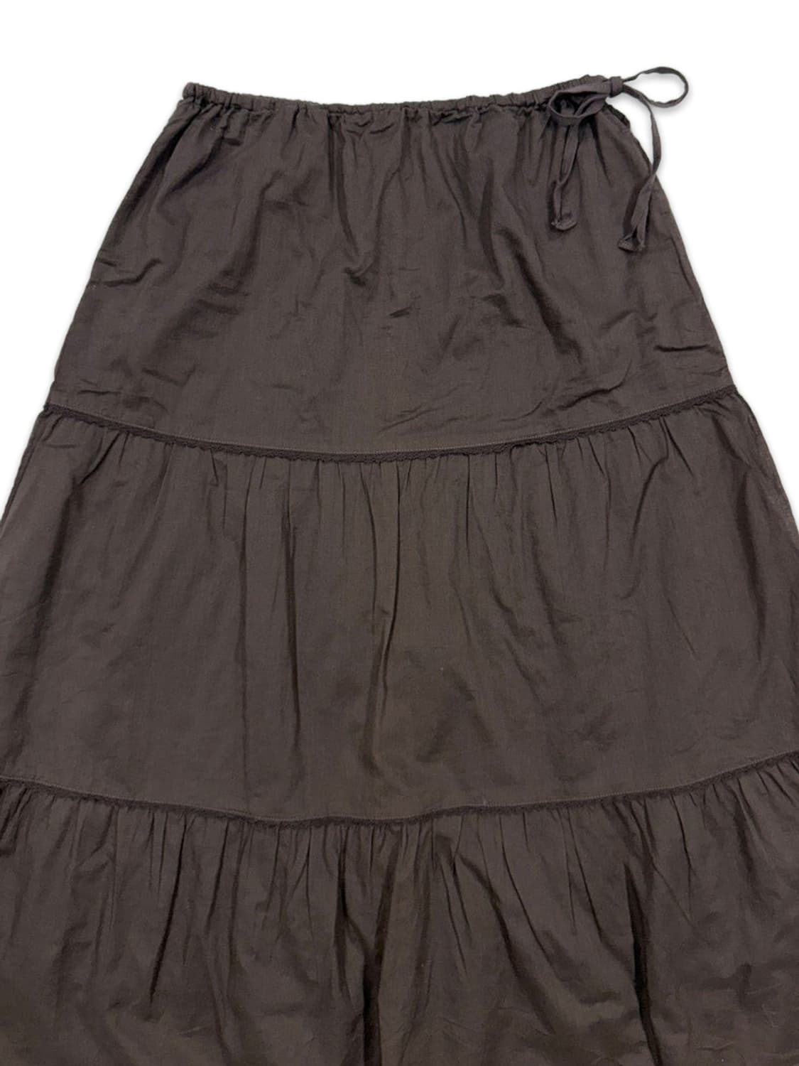 빈티지 Felissimo 브라운 레이스 리본 모리 롱 스커트 상품이미지3