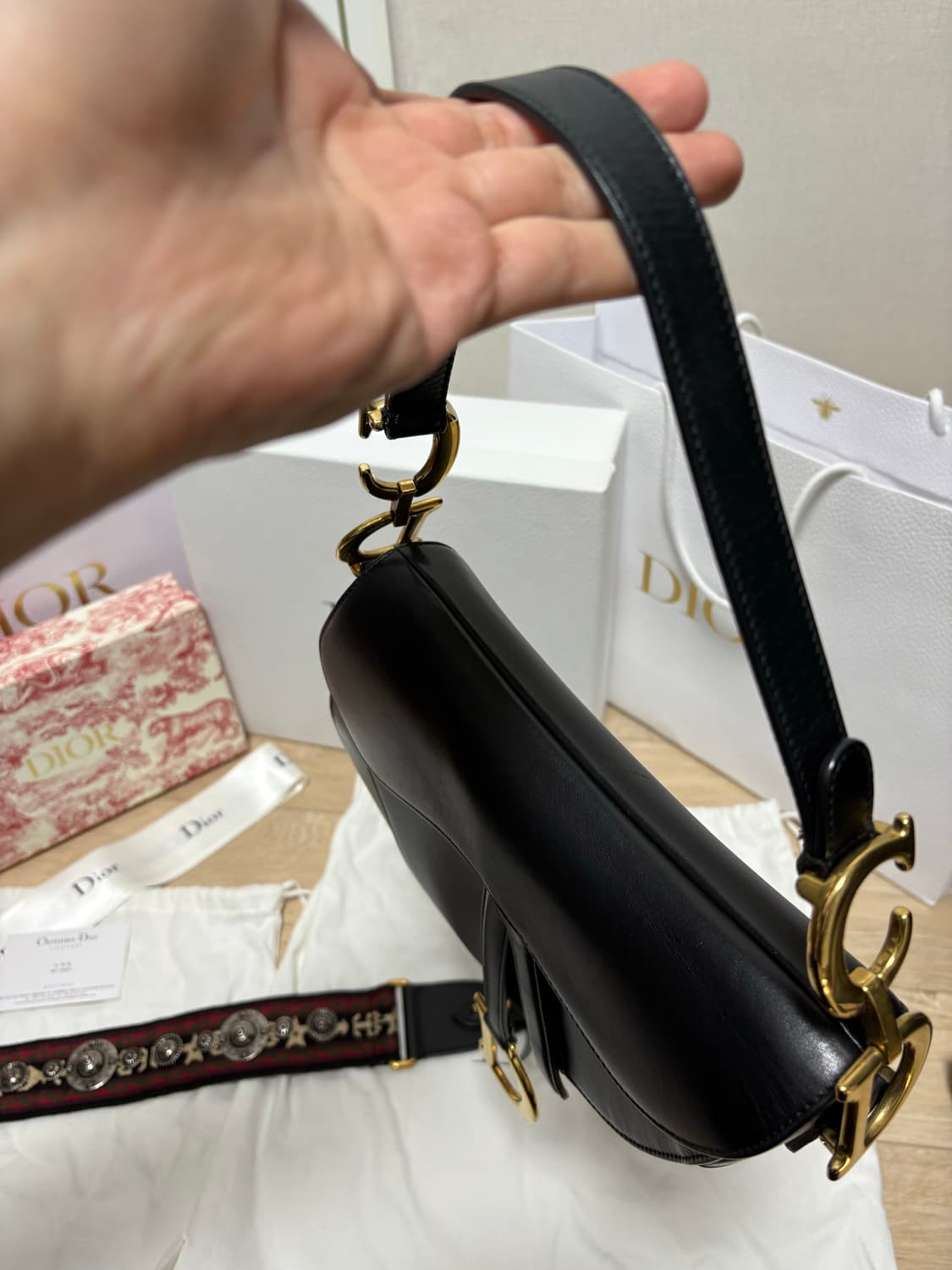(새상품급, 스트랩포함) 디올 새둘백 미디움, 스트랩 상품이미지3