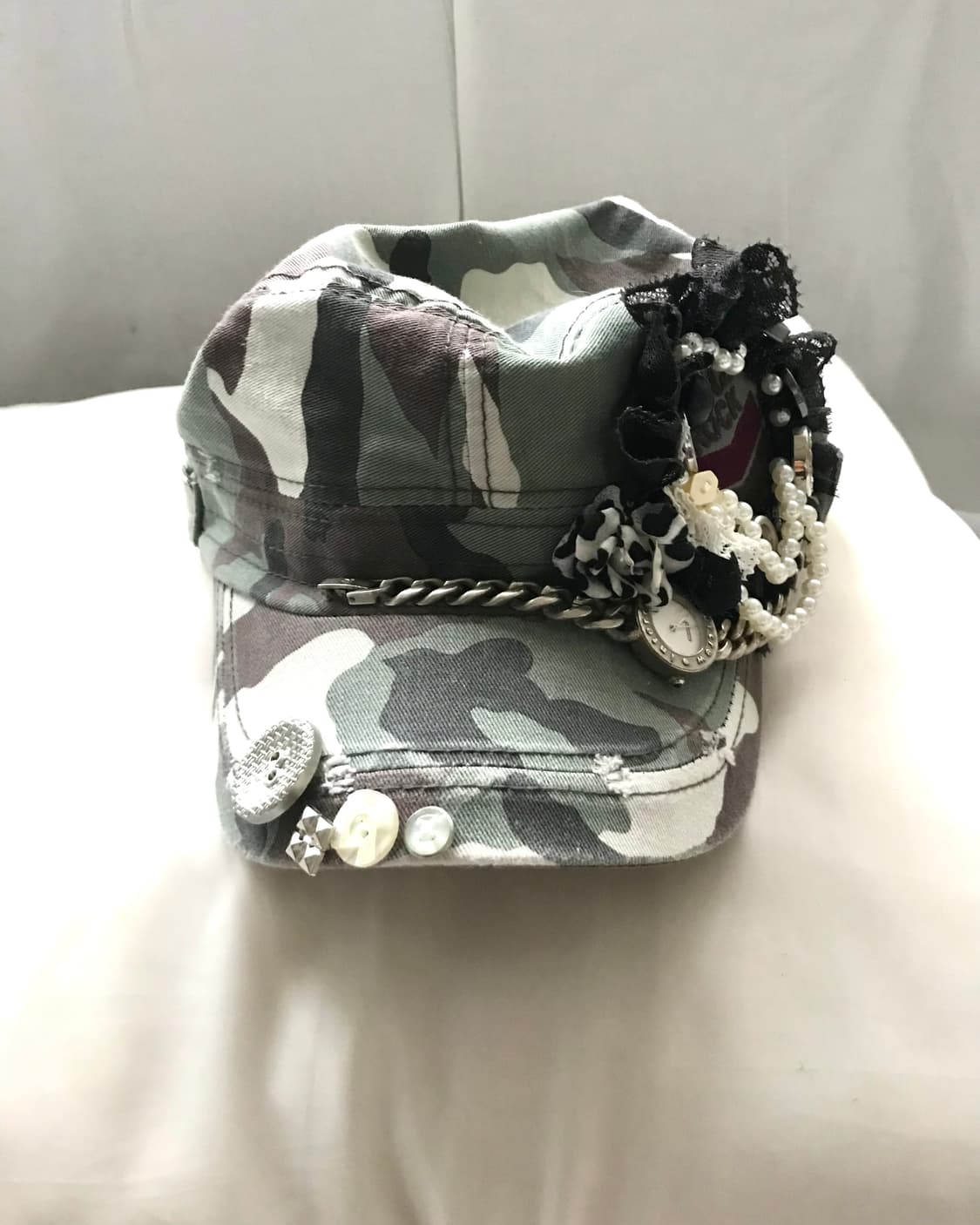 Custom🐾)camo bold chain&clock cap 상품이미지4