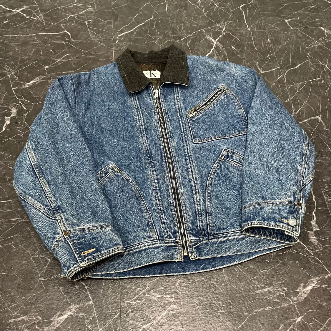 M 캘빈클라인 테크니컬 데님 봄버 자켓 상품이미지4