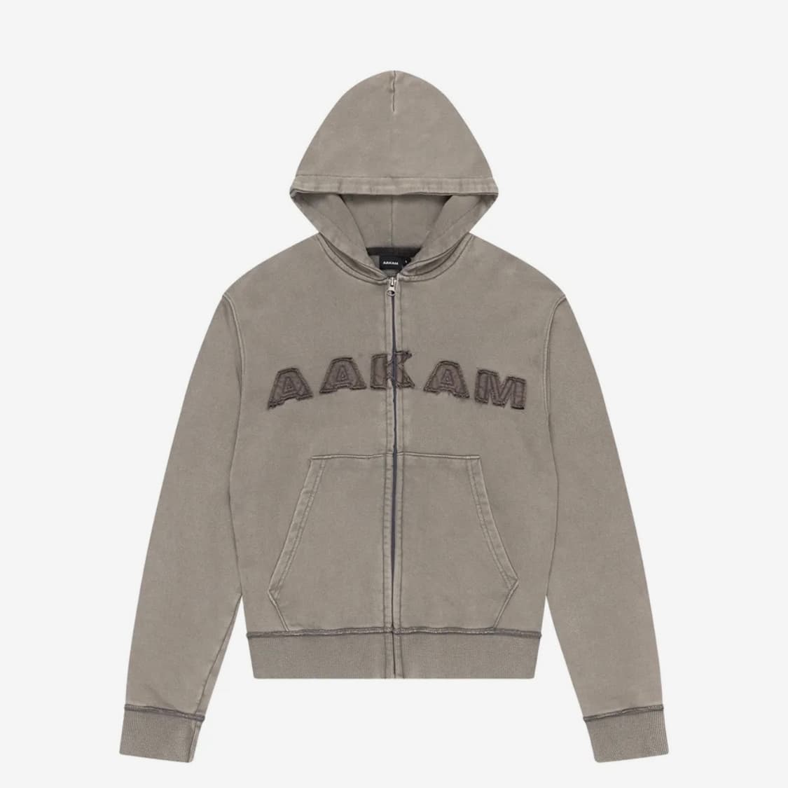 아캄 워시드 로고 후드집업 카키 2 상품이미지1