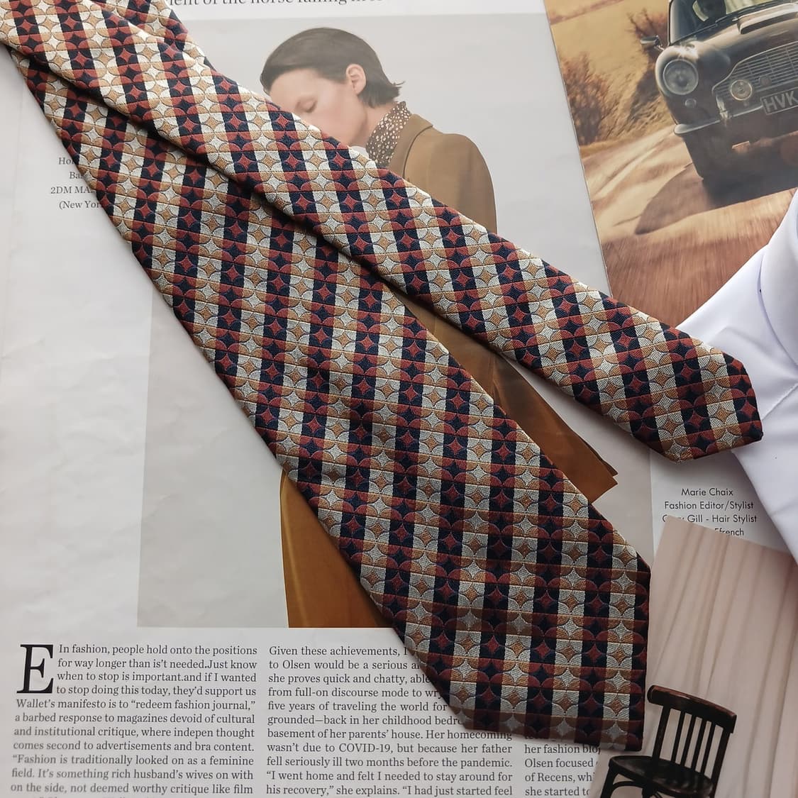 닥스 실크 브라운 기하 패턴 넥타이 9cm A+등급 A18781
 상품이미지4