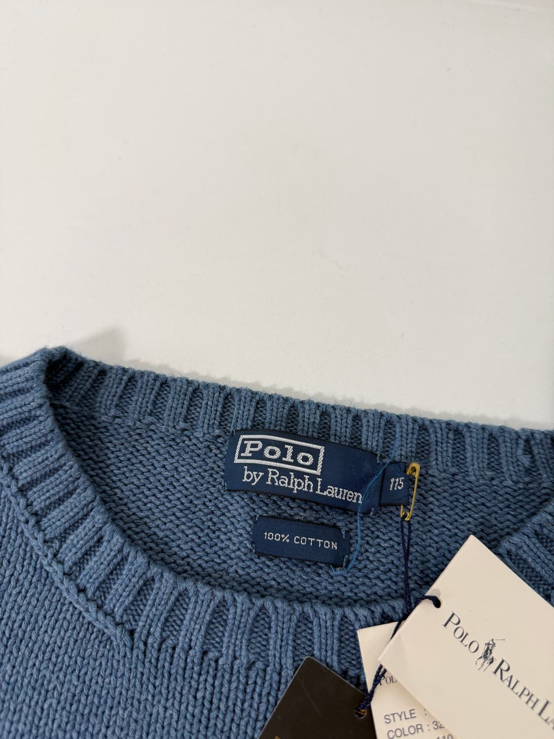 폴로 랄프로렌 00‘s 오버사이즈 해비 코튼 빈티지 블루 니트 상품이미지6