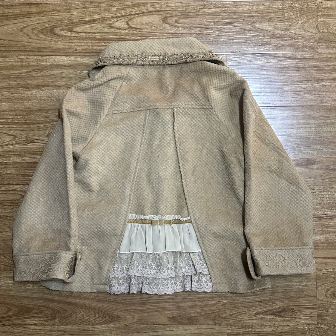 빈티지 엑시즈팜 라떼 리본 코트 히메갸루 로걀 히메카지 브라운 케이프 상품이미지2