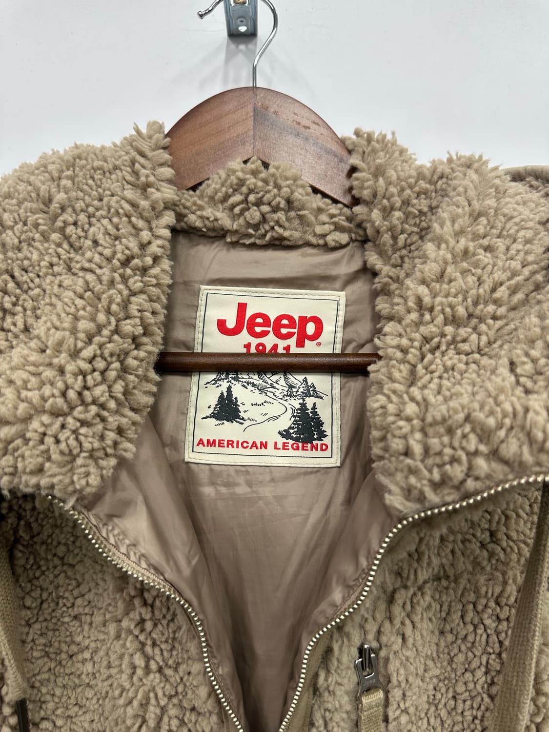 지프 베이지 뽀글이 플리스 후드집업 상품이미지2