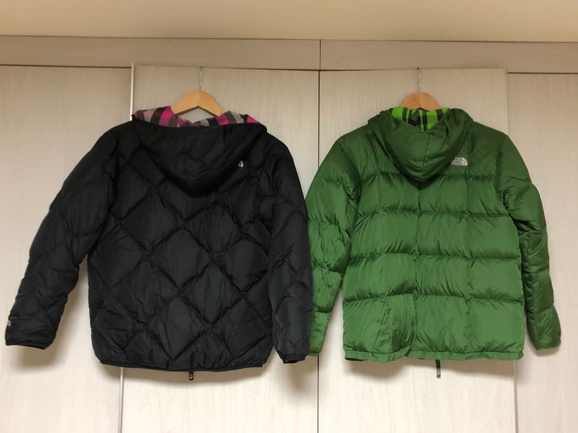 노스페이스 키즈 후드 리버시블 패딩 550 2개 일괄 다이아몬드 퀼팅 상품이미지2