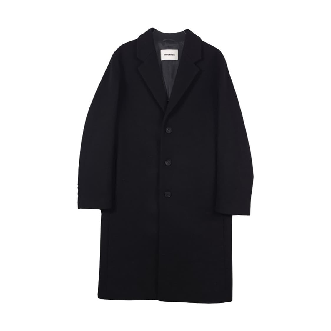 인사일런스 울80 캐시미어20 블랙 싱글 롱코트 S 상품이미지1