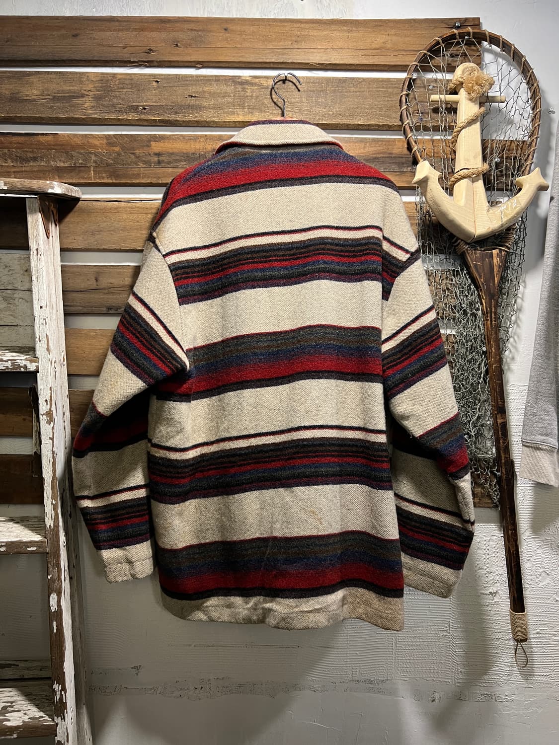 [L]90's 울리치 Made in USA 나바호 스트라이프 울 코트 상품이미지9