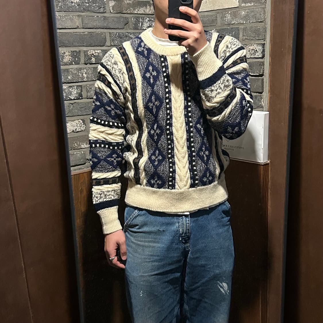 M) SIMPLE LIFE 패턴 니트 스웨터 일본 빈티지 상품이미지8