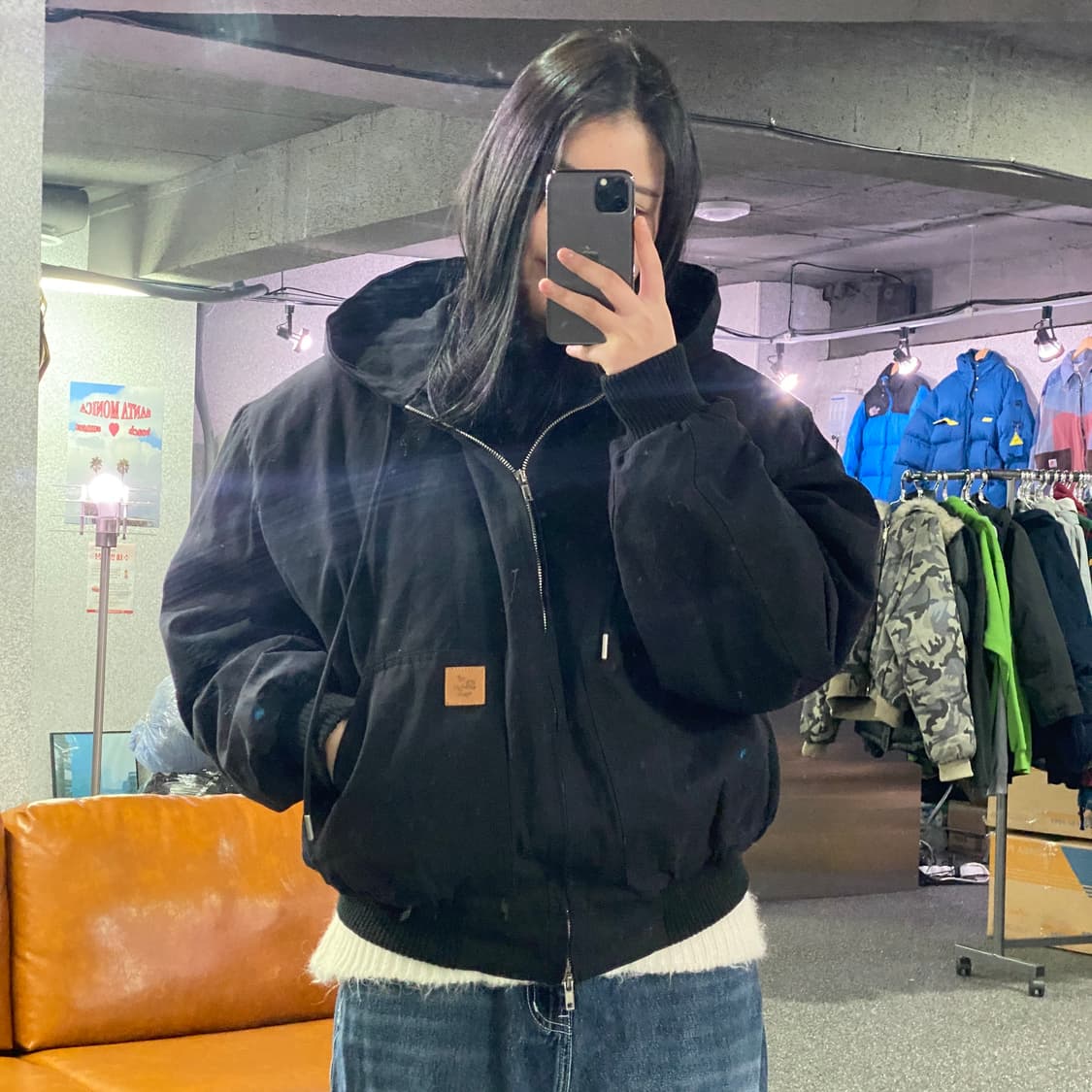 빈티지 SCENT 패치 블랙 워크 후드 자켓 B3534 상품이미지1