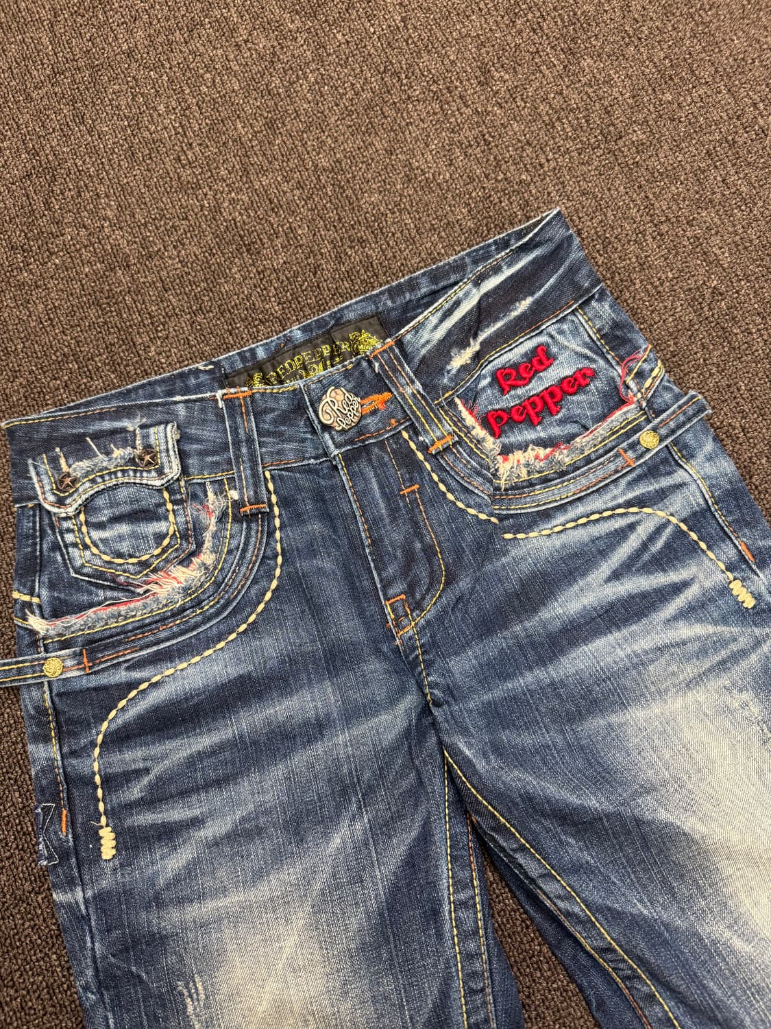 24)레드페퍼 빈티지 Y2K 패치 로우라이즈 데님팬츠 상품이미지2