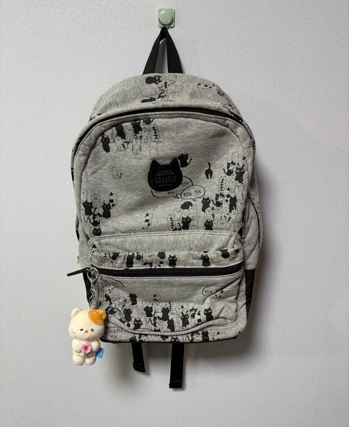 와글와글 검은고양이 그레이 백팩 일본 빈티지 y2k 모리걸 가방 상품이미지1