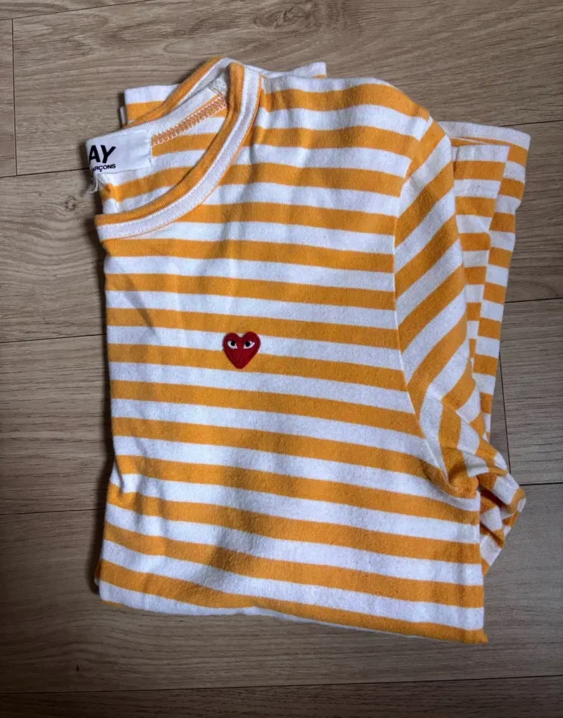 (W) 꼼데가르송 미니 레드와펜 스트라이프 롱슬리브 티셔츠 오렌지 상품이미지2