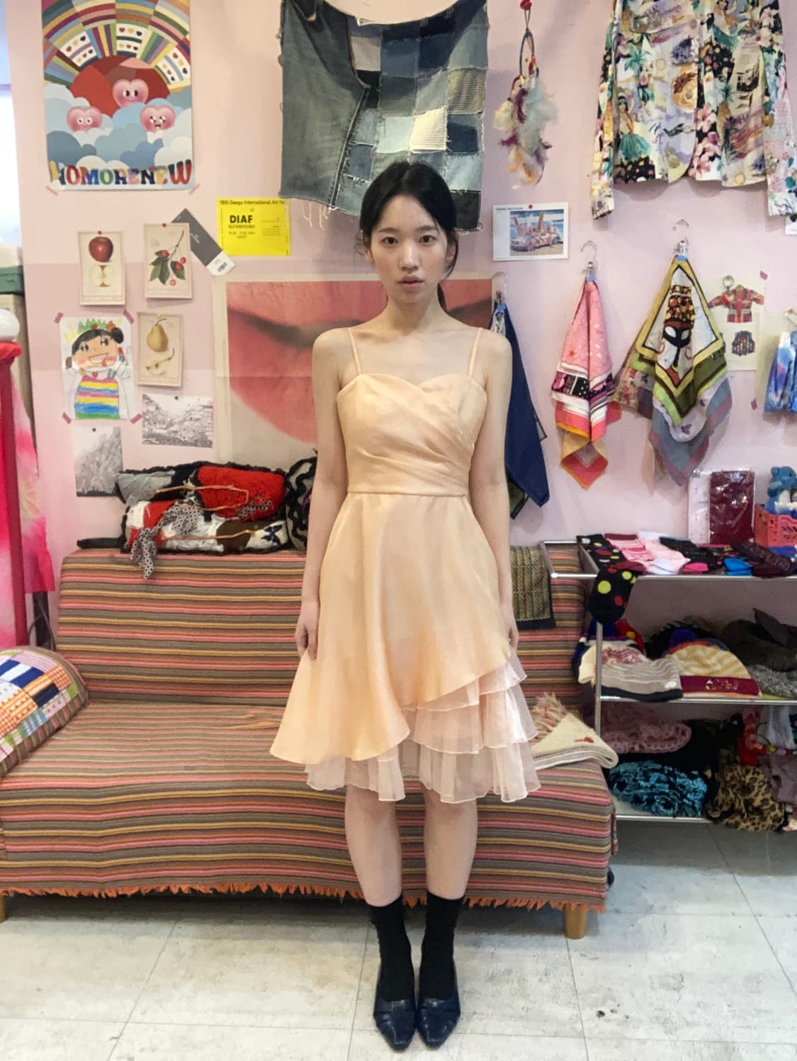 착샷) 코랄 캉캉 플레어 끈나시 파티 드레스 상품이미지8