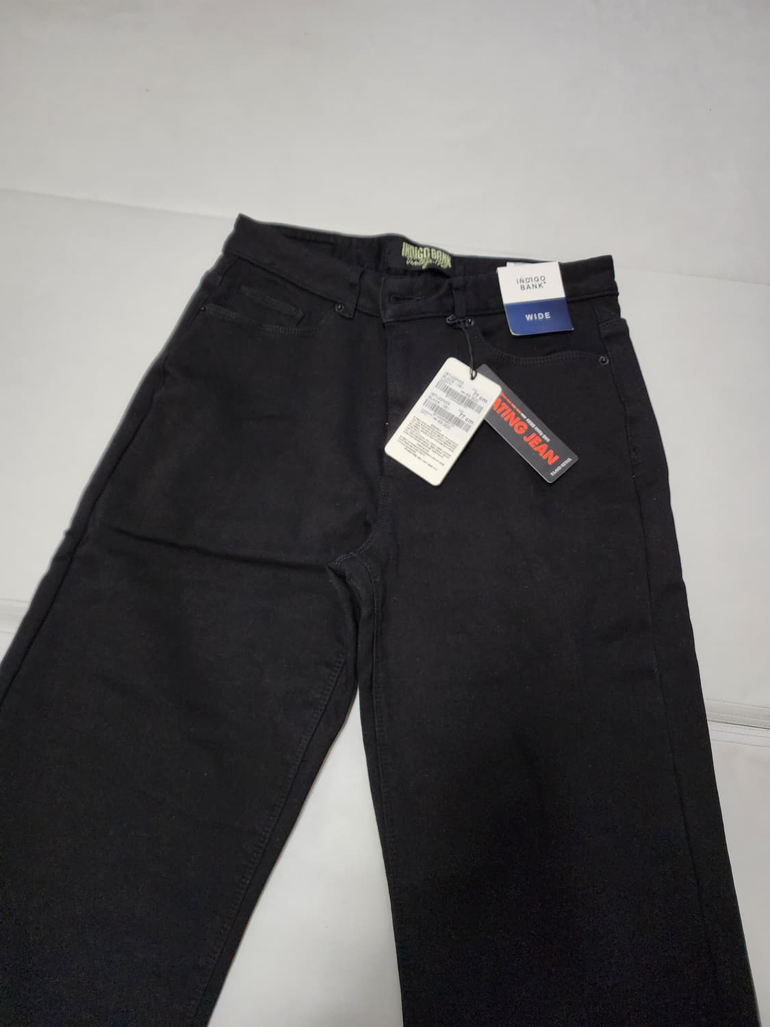 인디고뱅크벨벳본딩기모와이드블랙진30사이즈 상품이미지2