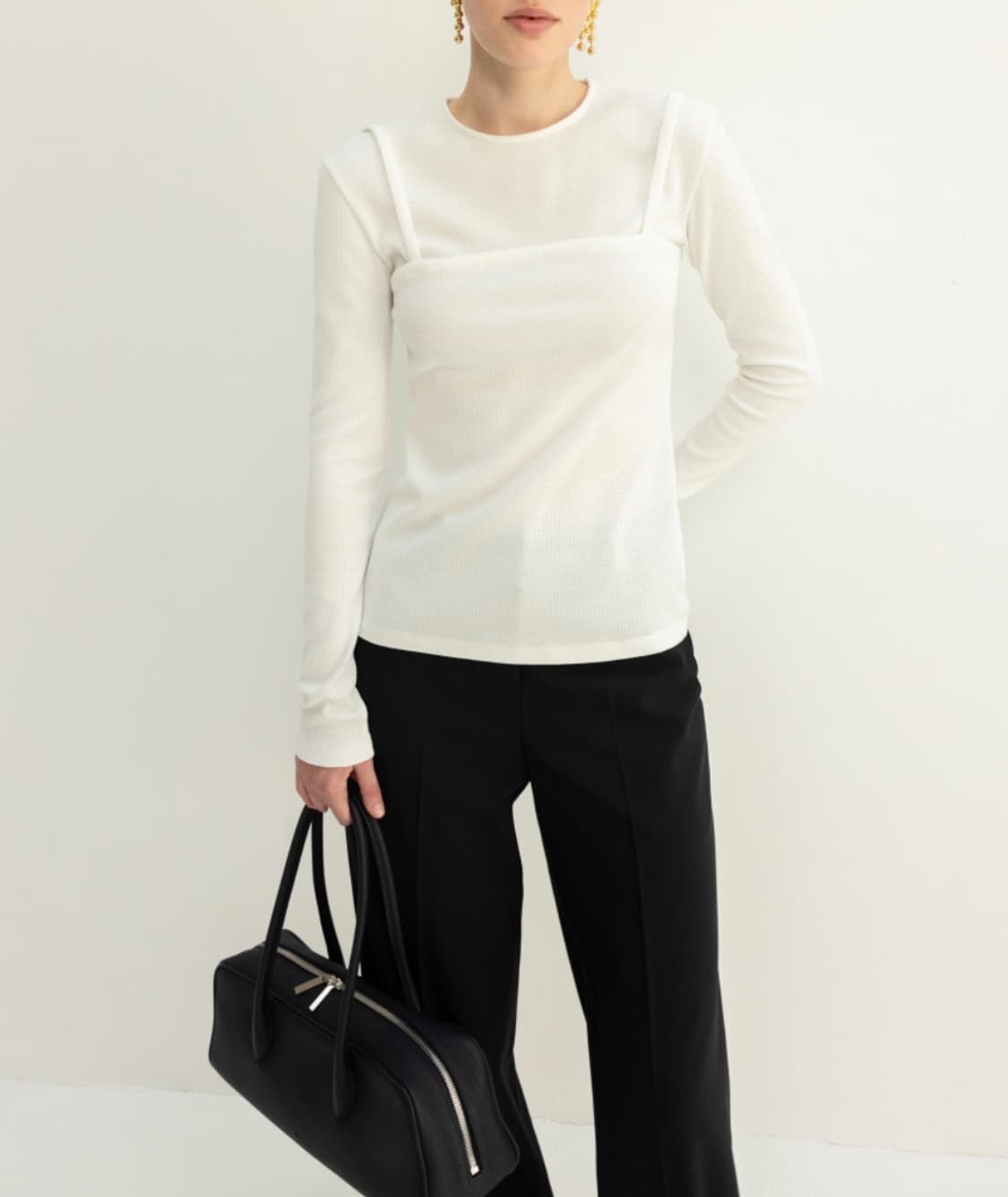 오르 레이어드 뷔스티에 탑 - 화이트 상품이미지3