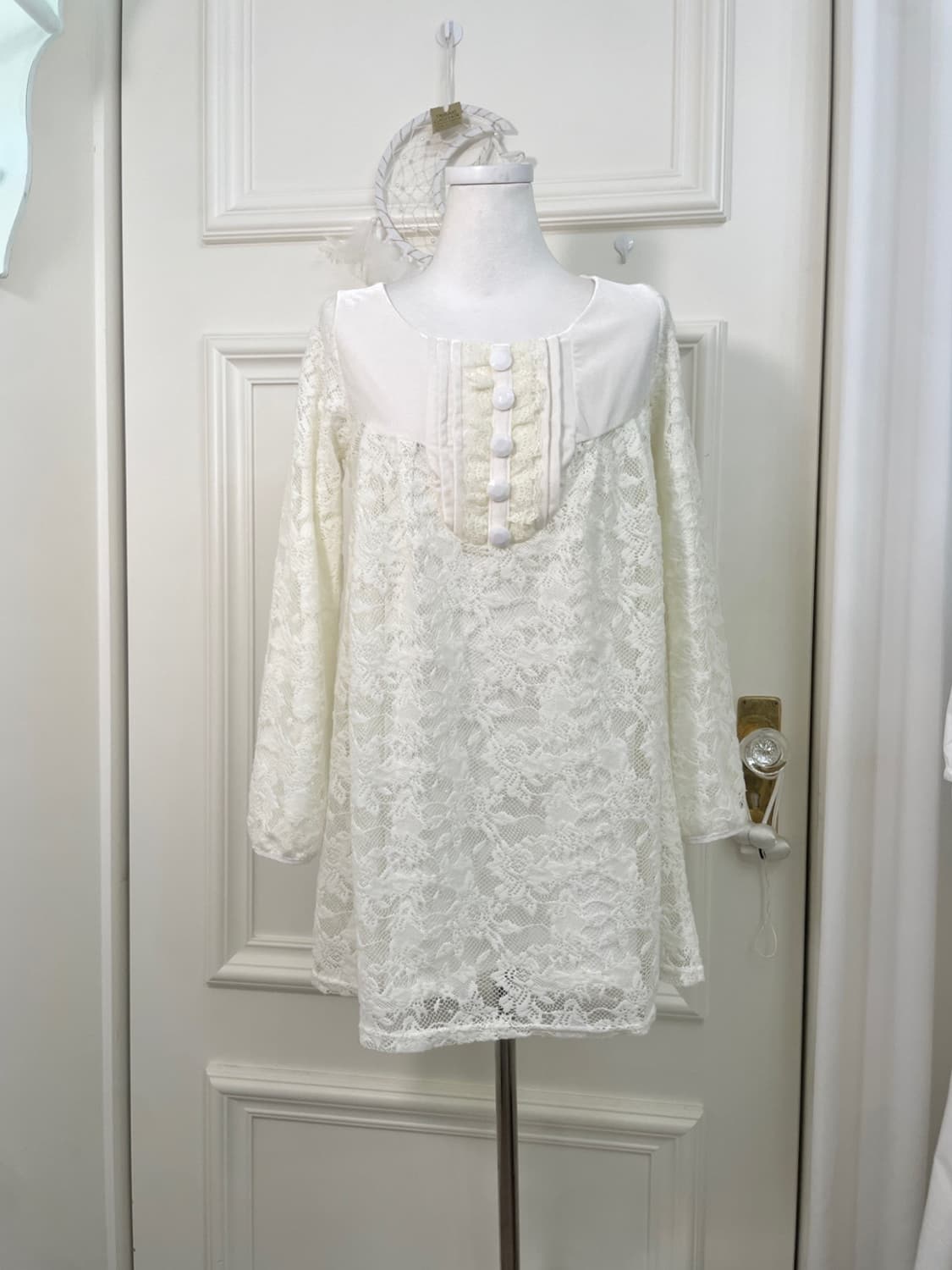 creamwhite lace velvet mini opc 상품이미지1