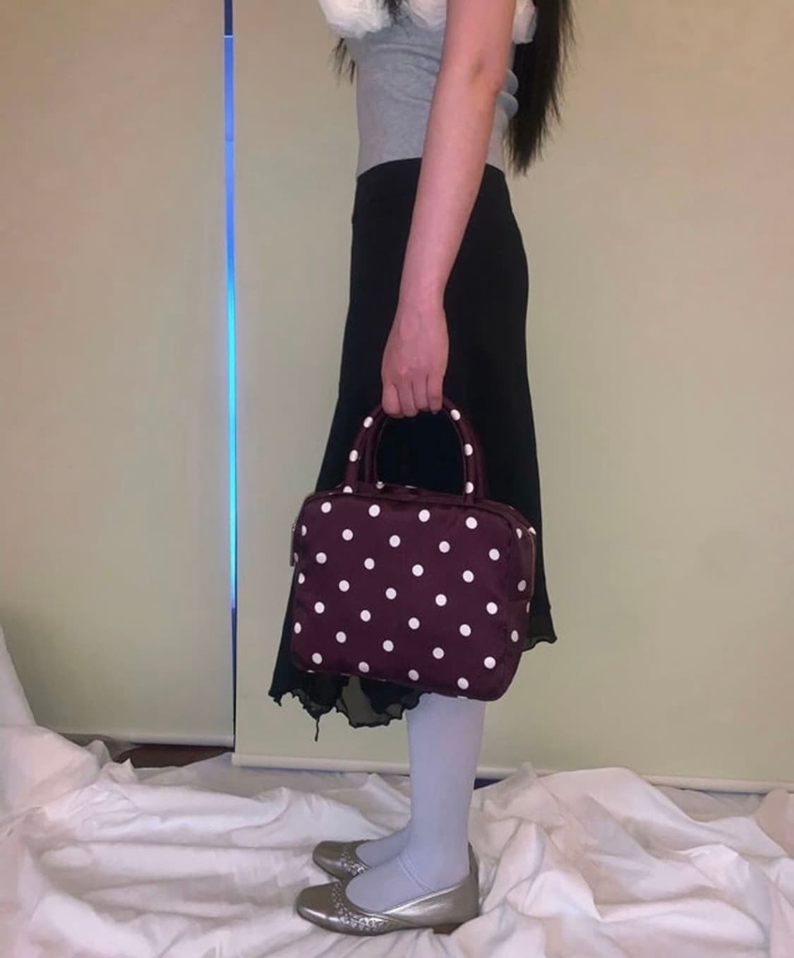 피치바스켓마켓 폴카 도트백 퍼플 상품이미지1
