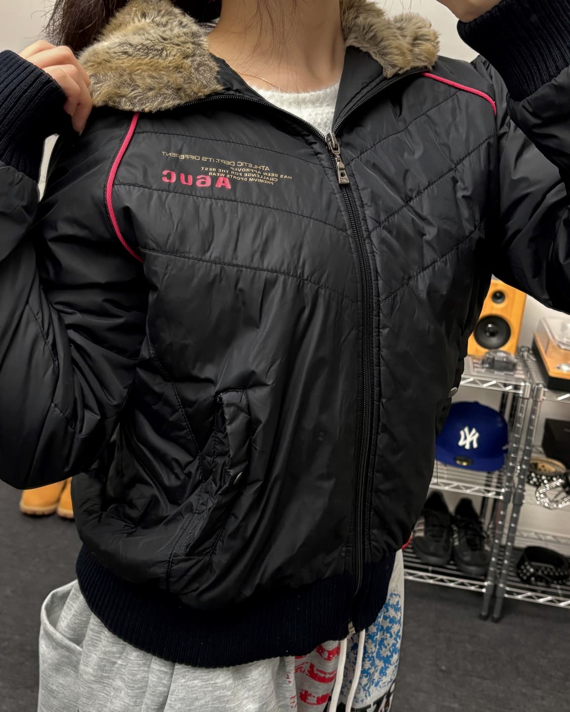 올드 빈티지 크롭 퍼 패딩 점퍼 상품이미지1