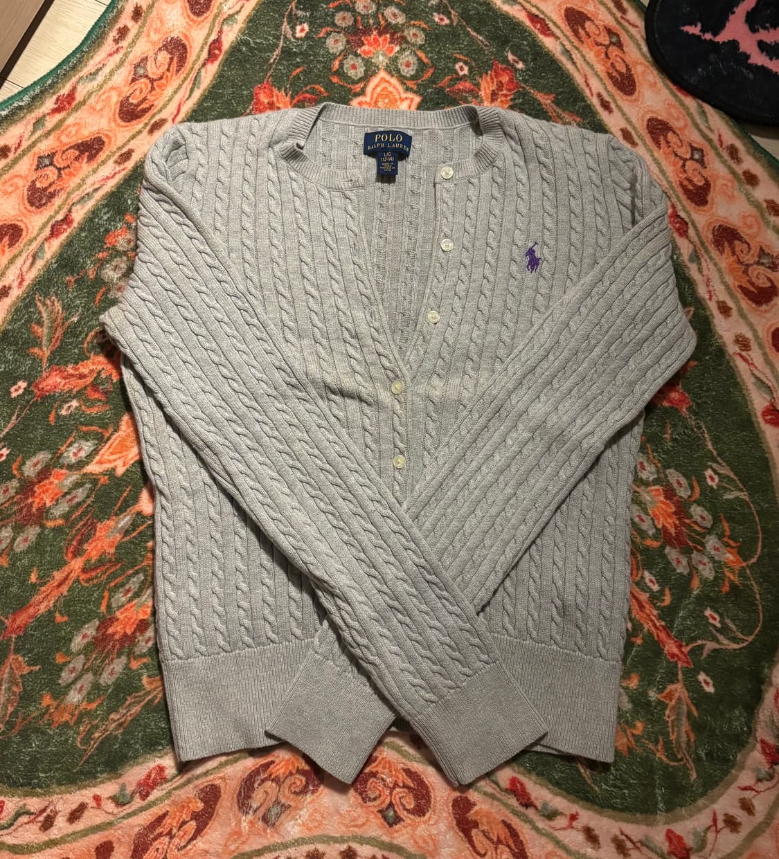 폴로 꽈배기 가디건 그레이 상품이미지1