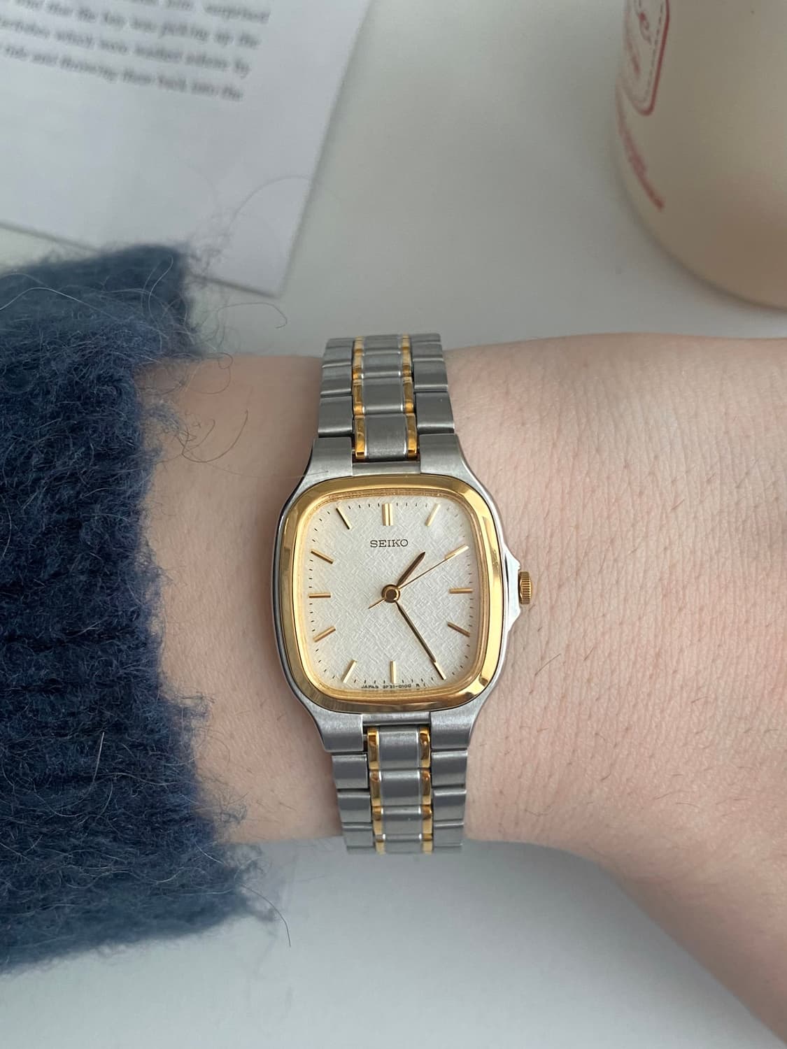 Seiko 세이코 콤비 린넨 다이얼 스퀘어 쿼츠 상품이미지10