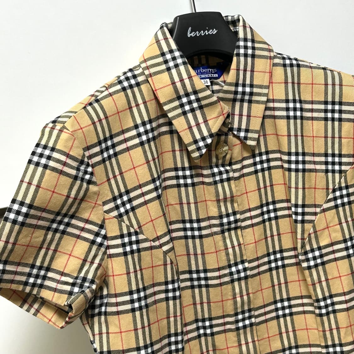 버버리 블루라벨 반팔 체크 셔츠 원피스 베이지 상품이미지3