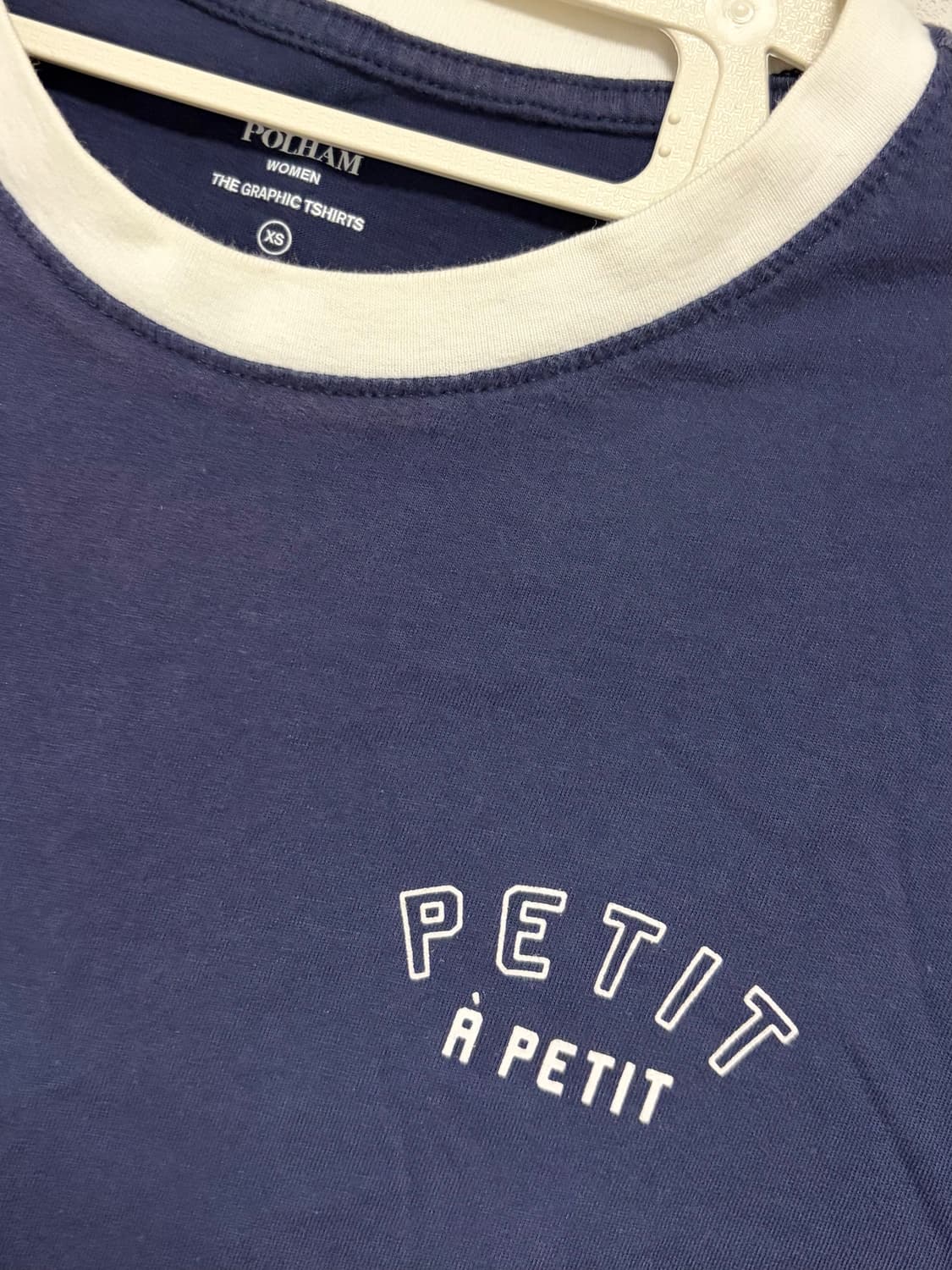 폴햄 네이비 배색 반팔티 여성 XS (그래픽 티셔츠) 상품이미지3