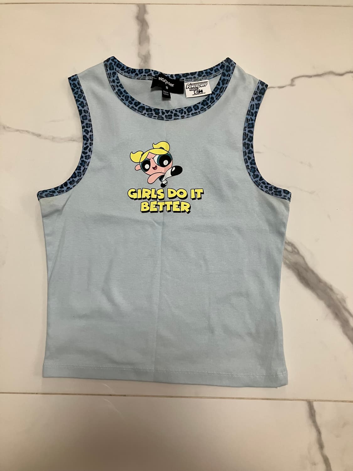 NGOrder UK 파워퍼프걸 배색 호피 레오파드 탱크탑 상품이미지1
