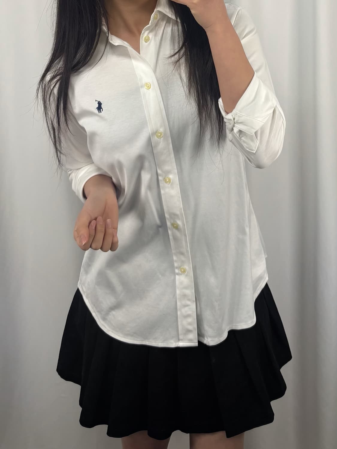 폴로 화이트 니트 드레스 셔츠 상품이미지2